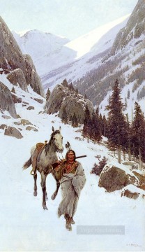 インディアナ カウボーイ Painting - スルー・ザ・パス 冬の西インド先住民 ヘンリー・ファーニー